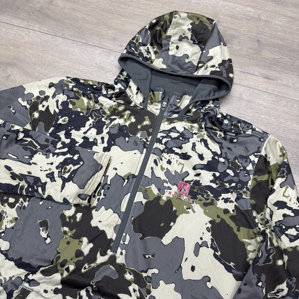 Killik Veil Camo 1/4 Zip Hoodie Pullover Men's Sz L Hunting Tech
